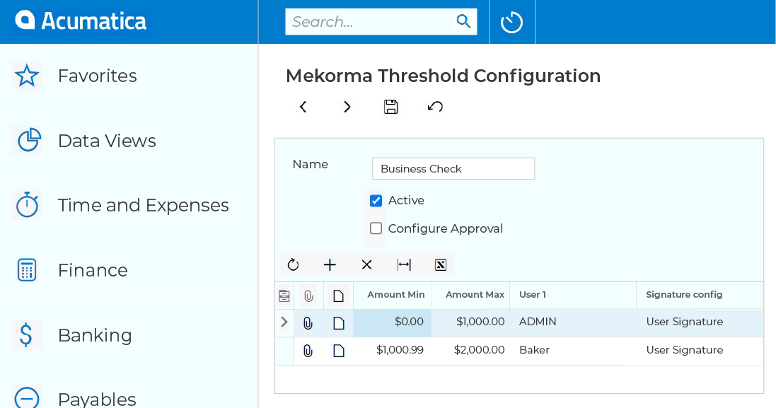 Threshold Configuration