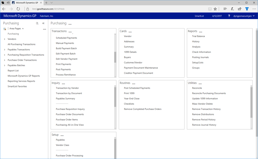 Dynamics GP Web Client