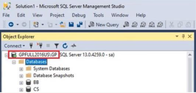 SQL Server Management Studio screen SQL Server Management Studio screen